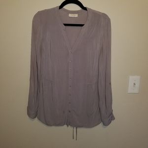 Modcloth Tan Tab Sleeve Button Up Blouse M